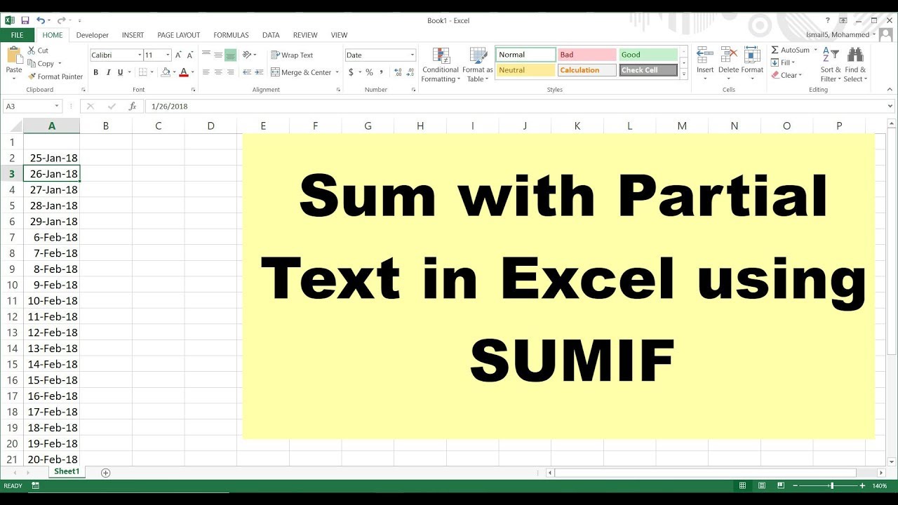 How to sum if cells contain text tipseri