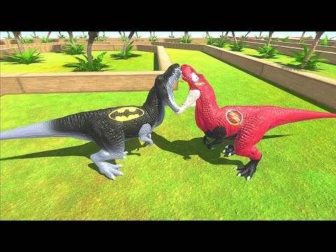 FLASH T-REX VS BATMAN T-REX DEATH RUN ► Animal Revolt Battle Simulator