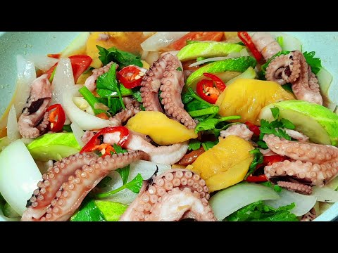 Bạch tuộc xào với tỏi