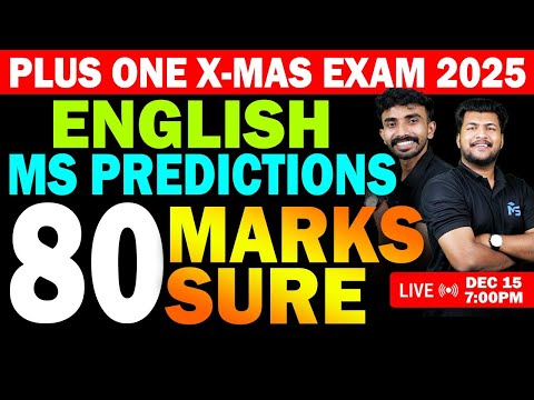 Plus One X-Mas Exam English | Ms Predictions | 80 Marks Sure | LIVE | MS SOLUTIONS