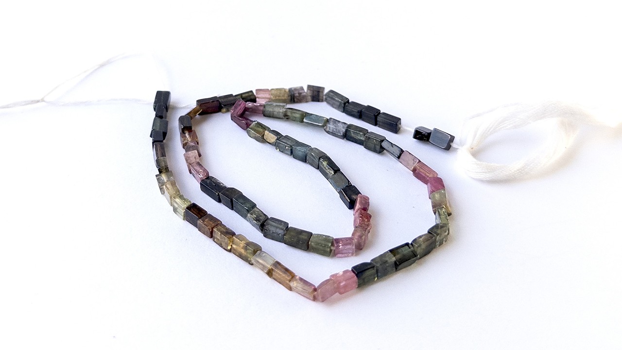 Tourmaline | Smooth Rectangle | 3-3.6mm Bead Size | 36cm Strand Length video