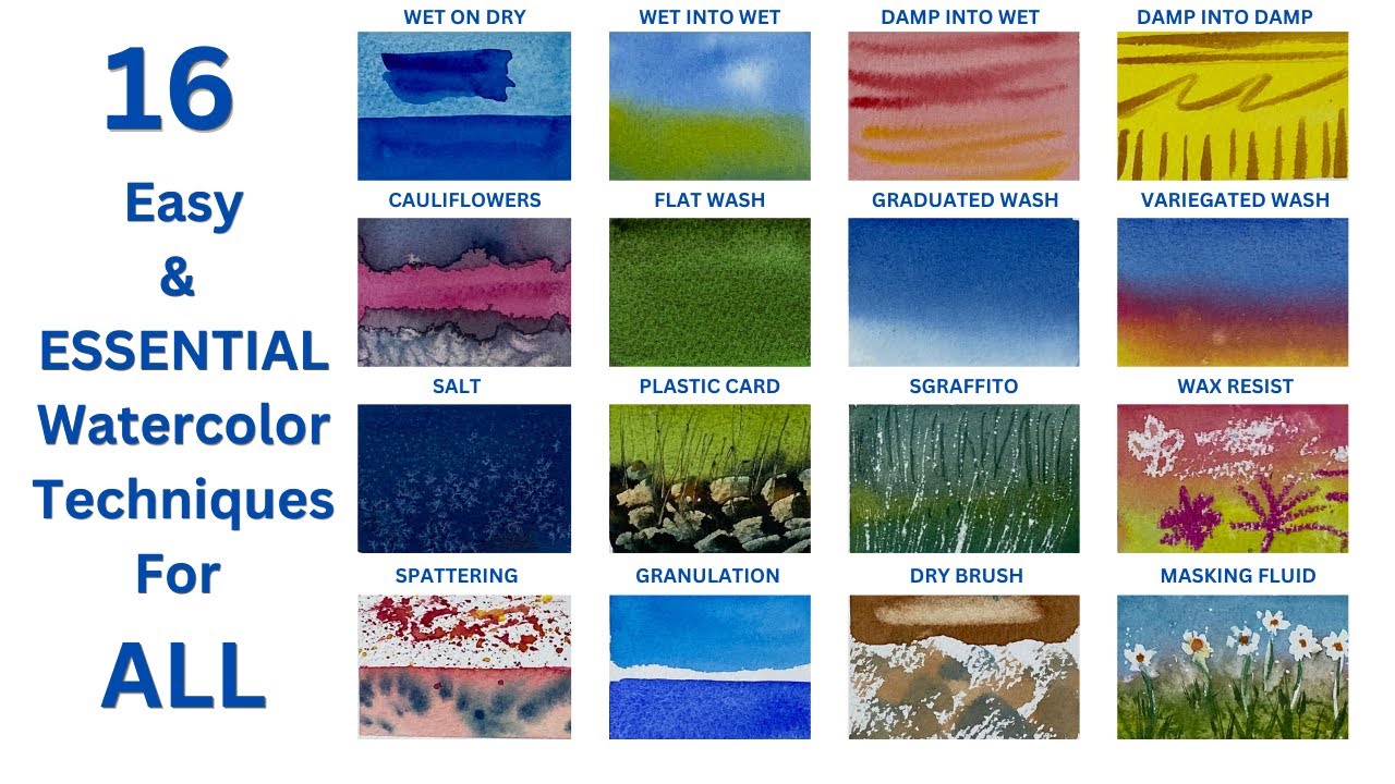 16 Easy & ESSENTIAL Watercolor Techniques For Beginners
