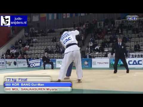 Judo 2010 World Cup Prague: Gui-Man Bang (KOR) - Miyaraghaa  Sanjaasuren (MGL) [-73kg] final