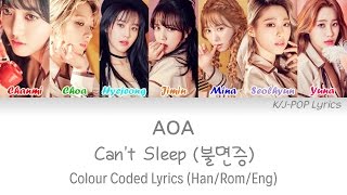AOA (에이오에이) - Can't Sleep (불면증) Colour Coded Lyrics (Han/Rom/Eng)