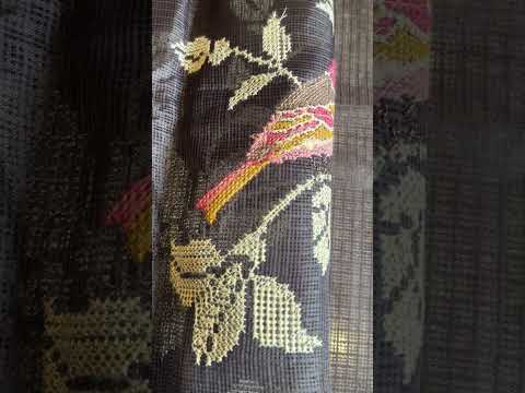 Ombre Hand-Painted Linen Saree with Zari Work and Red Selvedge
