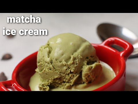 Homemade Matcha Ice Cream Recipe | Green Tea (Matcha) Ice Cream Recipe | Sowji's Kitchen