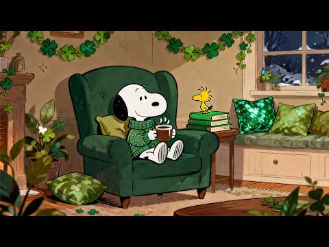 🍀 Snoopy St. Patrick’s Day Night | Soft Lofi Beats for Relax & Study