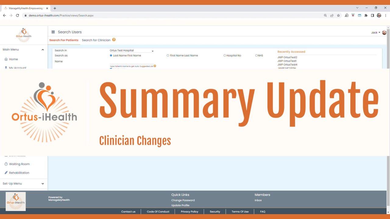 Clinician's Walkthrough
