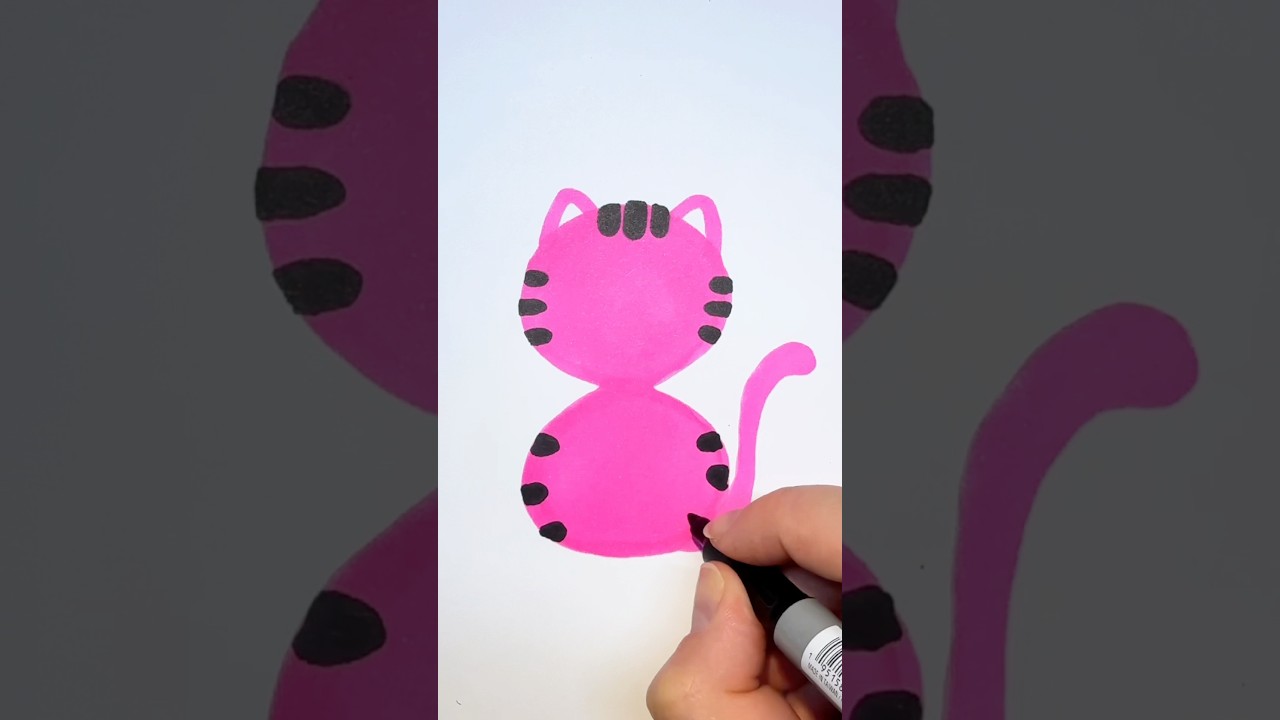 How To Draw The CUTEST Pink Cat Ever 😽❤️