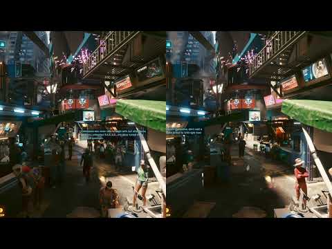 Cyberpunk 2077 v2.0 Ray Reconstruction on vs off side by side