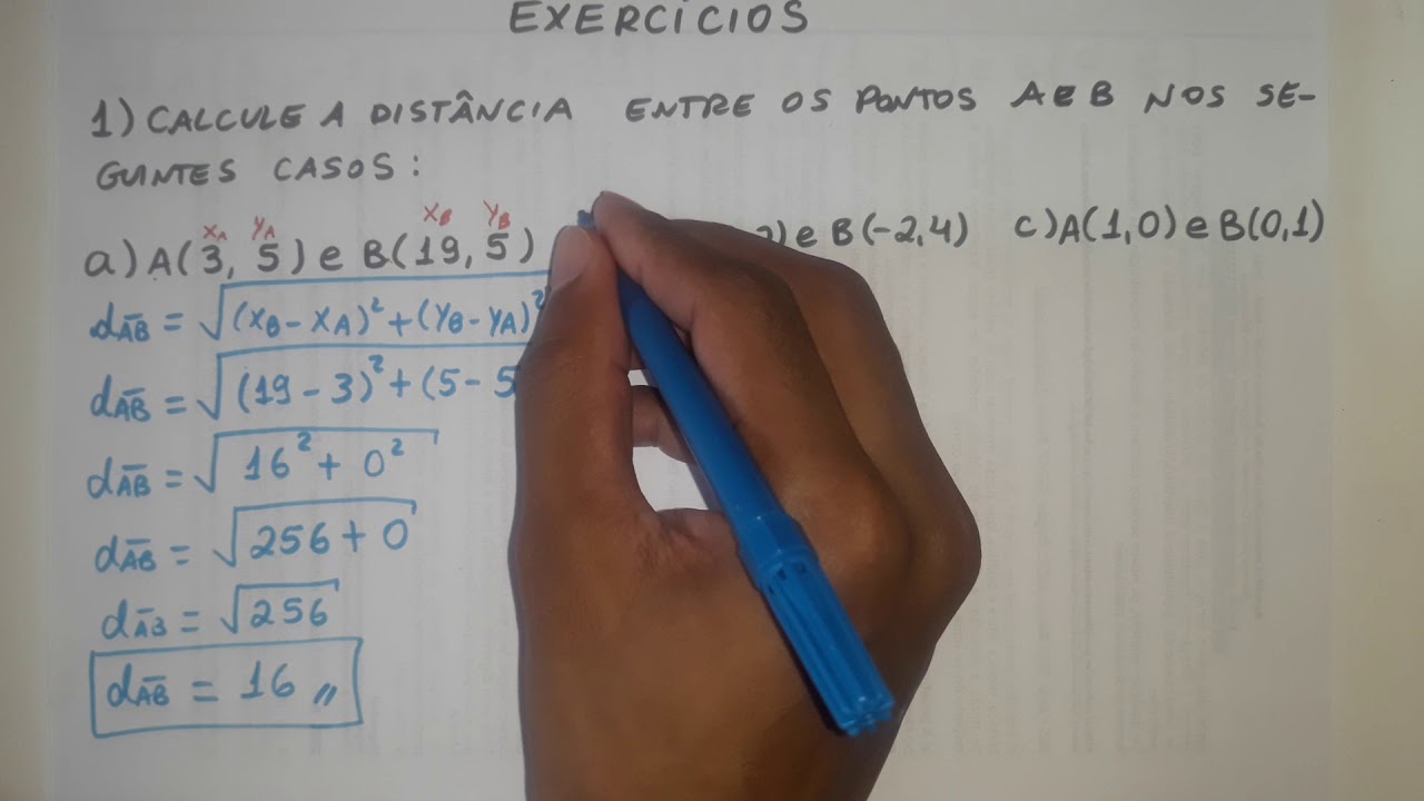 Distância entre dois pontos - Exercício 1 - Parte 1