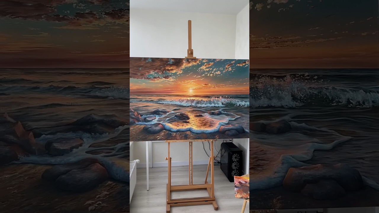 My biggest seascape painting | sold #oilpainting #art #artist #artistsoninstagram #sea #sunset