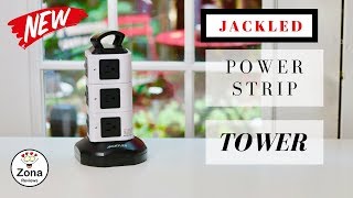 JACKYLED ❤️ 10 outlet 4 USB Power Strip Tower Review ✅