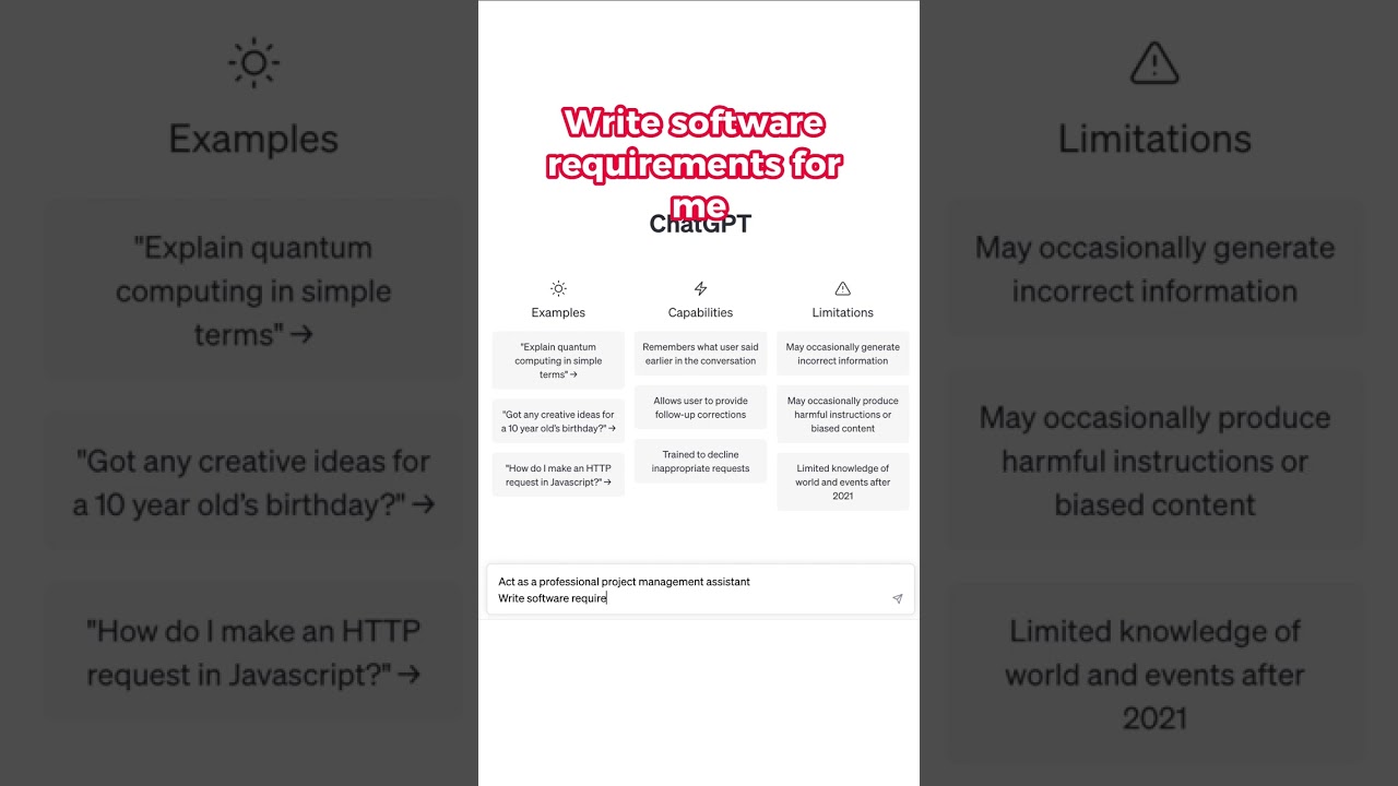 How to train Chat GPT to write a requirements specification for your project?