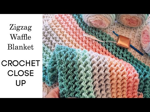 Zigzag Waffle Blanket - Crochet Design Close Up