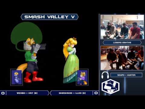 Smash Valley V Melee Doubles - Wenbo + Hat (Blue) vs SmashG0D + lloD (Green) - Losers Eighths