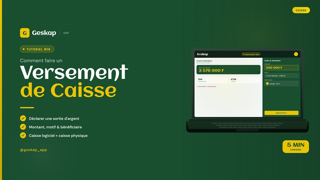 Comment faire un versement de caisse