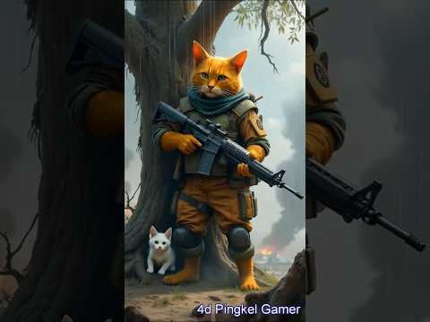 Cat and the gun with it !!  💜😹! #pleasesubscribe #gaming #ai  #cat #catvideos #shorts