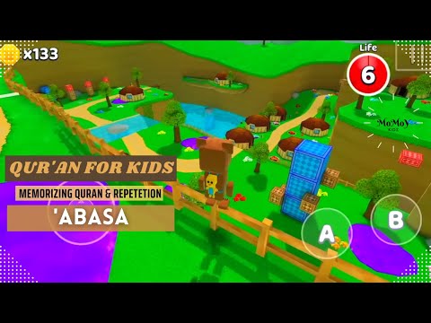 Memorization of Al Quran Short Surahs | Abasa | 4x Repetitions | Cute Bear Game Animation