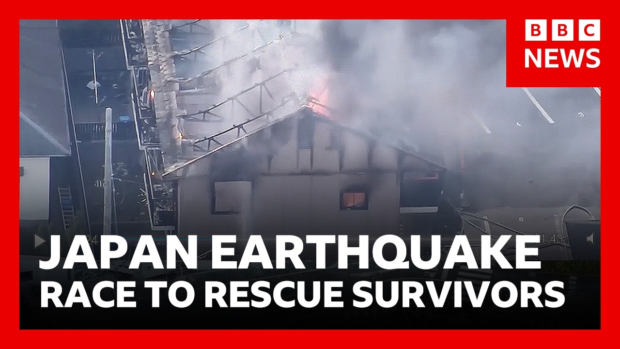 Japan earthquake - many people feared trapped in collapsed shopping mall | BBC News
