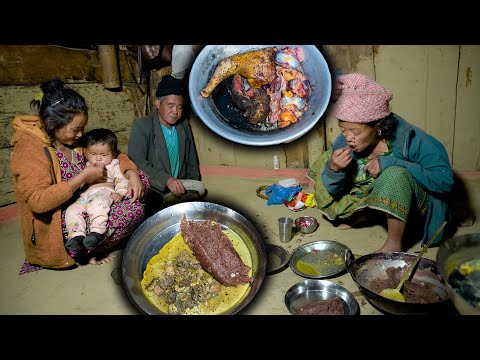 Local Chicken with National food DHIDO in Village Kitchen | CHICKEN CURRY RECIPE | NEPALI STYLE FOOD