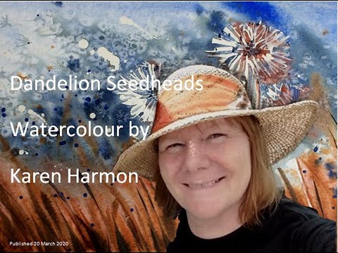 Dandelion Seedheads Watercolour Painting by Karen Harmon