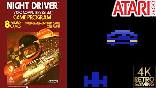 Night Driver Atari 2600 4k Gameplay