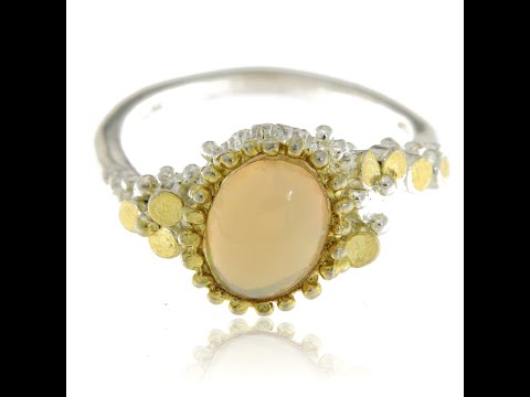 Inel Argint 925, accente aurite, Opal Natural - Seducator si Vibrant