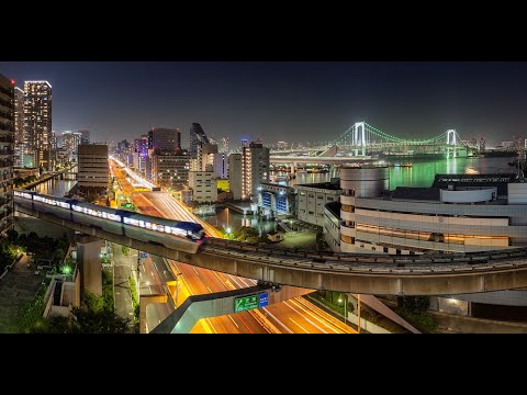 Shibaura Seascape with Tokyo Monorail, Japan 4K