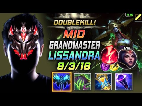 GrandMaster Lissandra MID vs LeBlanc - 천상계 장인 미드 리산드라 템트리 룬 만년서리 감전 リサンドラ Лиссандра - LOL KR 11.16
