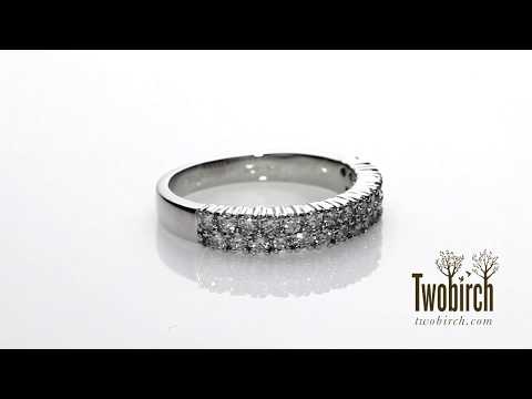 0.58 Carat Double Row u Set Shared Prong Wedding Ring - TwoBirch TB-WR-0303-WG-I
