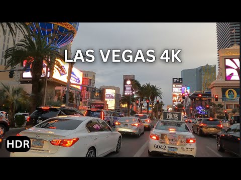 Driving Downtown Las Vegas 4K HDR - The Strip - USA