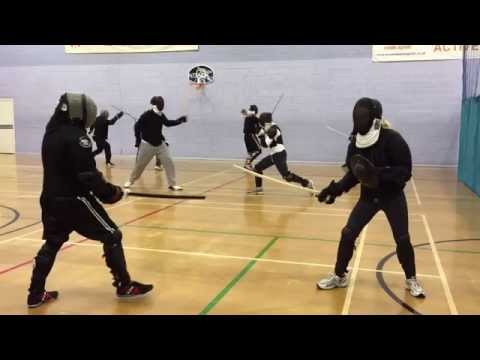 AHF Sword & buckler vs Katana sparring - Nick vs Esther 1/2 speed