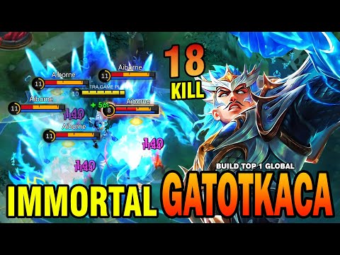 Immortal Gatotkaca😱😱!! 18Kills Broken Build and Emblem ~ MLBB