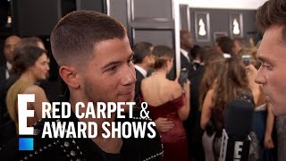 Nick Jonas Sports Stunning Balmain Jacket at 2017 Grammys | E! Live from the Red Carpet