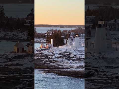 Pemaquid Point Lighthouse Snowy Winter Drone Tour #shorts