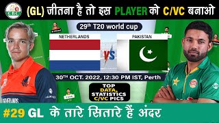 Netherlands vs Pakistan Dream11 Fantasy Team |Dream11 match Prediction| Dream 11 GL H2H Fantasy Team