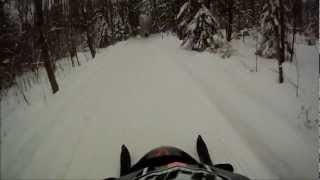 preview picture of video 'Lake Gogebic Snowmobile Trail Riding Gopro March 2012'