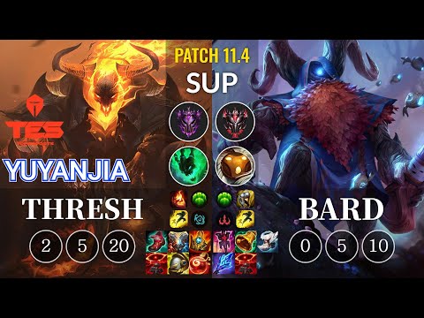TES yuyanjia Thresh vs Bard Sup - KR Patch 11.4