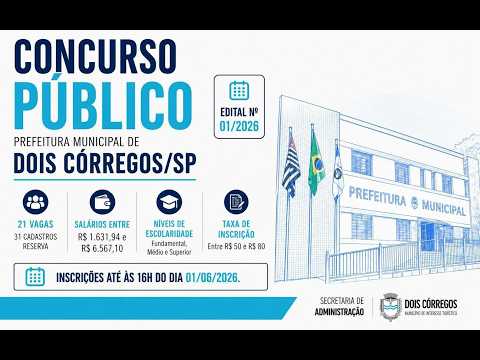 🚨 CONCURSO PÚBLICO 2026 | PREFEITURA DE DOIS CÓRREGOS