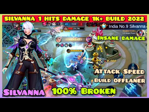 SILVANNA 1 HITS DAMAGE 1K+ BUILD 2022 | Silvanna Best Build 2022 | Build Silvanna Boo Daynimo ~ MLBB