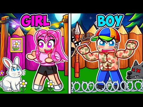 GIRL VS BOY Base in 99 Nights Forest!