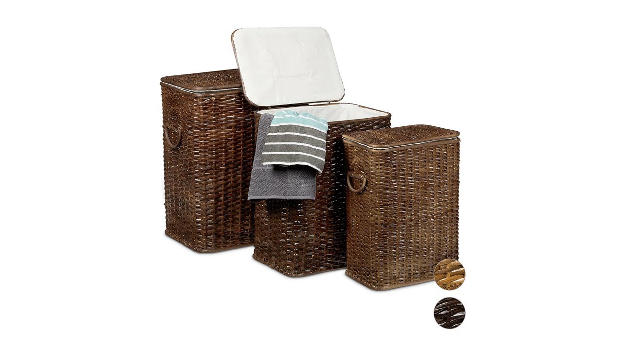 Wäschekorb Set Landhausstil Rattan online kaufen | relaxdays.de