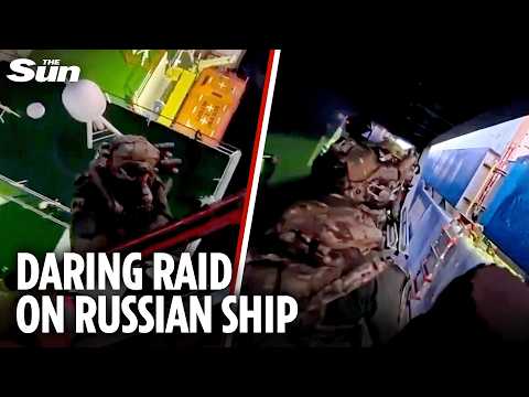 Oddział specjalny komandosów przejął rosyjski statek towarowy „powiązany z przemytem” w brawurowym ataku helikopterem