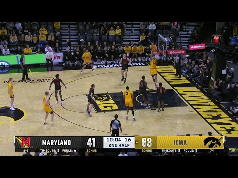 Tate Sage with the REVERSE SLAM DUNK vs. Maryland | Iowa Basketball
