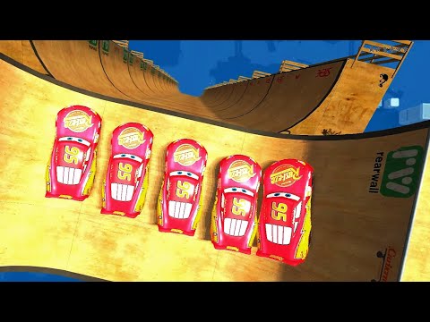 GTA 4 Rayo Lightning McQueen Mega Ramp Jumps Crash Testing Ep. 3 - GTA IV McQueen Crashes