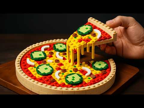 The Most MUST TRY Authentic Double Cheeseburger Pizza American Recipe IRL LEGO Pizza Challenge ASMR