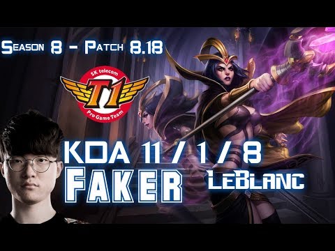 SKT T1 Faker LEBLANC vs RYZE Mid - Patch 8.18 KR Ranked