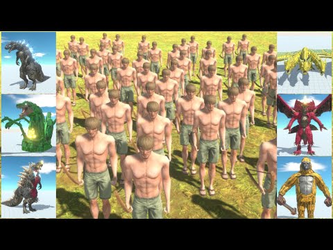 Godzilla and Kaiju vs 100 Archer Circle Animal Revolt Battle Simulator