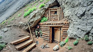 Bushcraft Survival Shelter Build - Full Process from Start to Finish